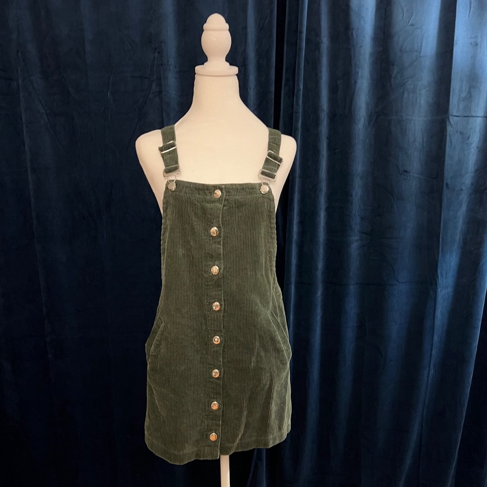 Boutique | Green Corduroy Overall Dress